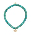 Sydney Evan 14kt Yellow Gold Evil Eye Turquoise Bracelet In Blau