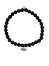 Sydney Evan 14kt Yellow Gold Groovy Eye Onyx Beaded Bracelet In Black