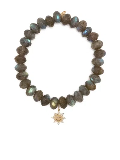 Sydney Evan 14kt Yellow Gold Labradorite Beaded Bracelet In Grey