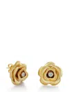 Sydney Evan 14k Yellow Gold Diamond Rose Stud Earrings In Gold
