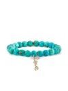Sydney Evan 14k Yellow Gold Love Script Turquoise And Diamond Bracelet