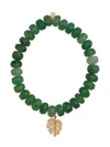 Sydney Evan 14kt Yellow Gold Monstera Leaf-charm Quartz And Diamond Pendant In Gold