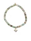 Sydney Evan 14k Gold Moroccon Beaded Bracelet With Pearl Charm In Green