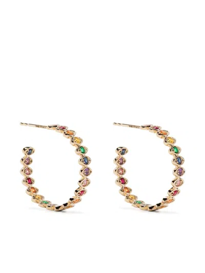 Sydney Evan 14kt Yellow Gold Multi-stone Hoop Earrings
