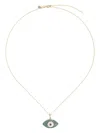 Sydney Evan 14kt Yellow Gold Puffy Evil Eye Emerald And Diamond Necklace In Gold