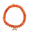 Sydney Evan 14kt Yellow Gold Rainbow Charm Carnelian Bracelet In Orange