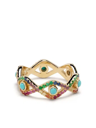 Sydney Evan Large Rainbow Evil Eye Eternity Band In Multicolour