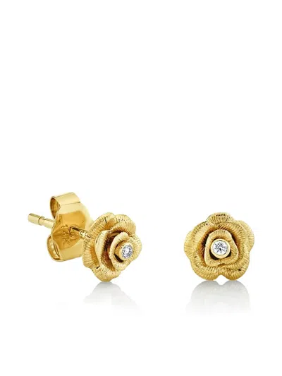 Sydney Evan 14kt Yellow Gold Rose Earrings