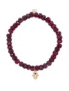 Sydney Evan 14kt Yellow Gold Ruby Hamsa Bracelet In 紫色