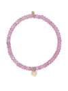 Sydney Evan 14kt Yellow Gold Sapphire Beaded Bracelet In Pink