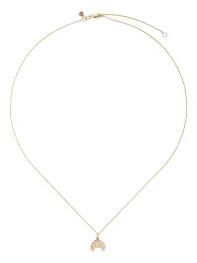 Sydney Evan 14kt Yellow Gold Small Croissant Charm Diamond Necklace