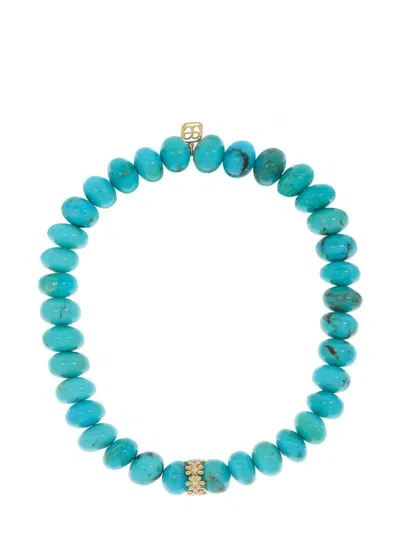 Sydney Evan 14kt Yellow Gold Tiny Daisy Turquoise Bracelet