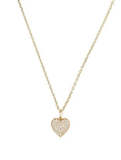 Pre-owned Sydney Evan 18k Diamond Mini Heart Pendant Necklace, 22" In Multi