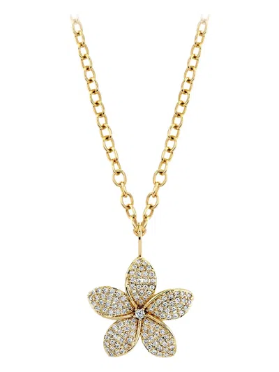 Sydney Evan 18k Yellow Gold Diamond Flower Necklace