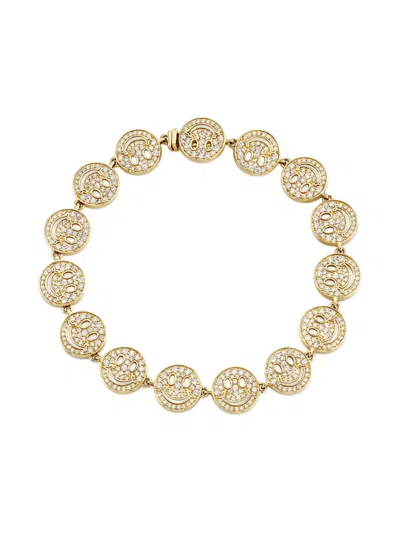 Sydney Evan 18k Yellow Gold Diamond Smiley Bracelet
