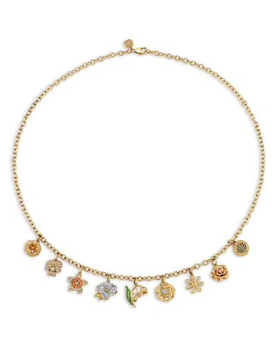 Sydney Evan 18k Yellow Gold Floral Multi Gemstone Charm Necklace, 18