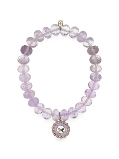 Sydney Evan Amethyst And Diamond Butterfly Bracelet In Purple