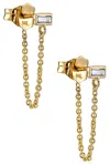 Sydney Evan Baguette Stud Chain Earrings