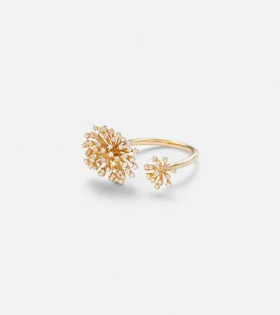 Sydney Evan Burst Flower 14kt Gold Ring With Diamonds