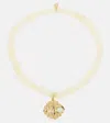 Sydney Evan Clam Shell 14kt Gold Charm Bracelet With Diamonds And Freshwater Pearl In Gold