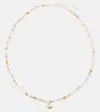 Sydney Evan Clam Shell Small 14kt Gold Necklace With Diamonds And Morganite In 0