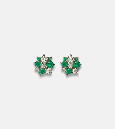 Sydney Evan Cocktail 14kt Gold Earrings With Emeralds And Diamonds