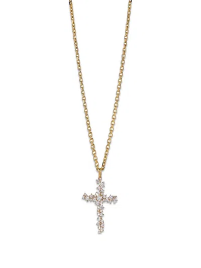 Sydney Evan Cocktail Cross Diamond Necklace In Gold