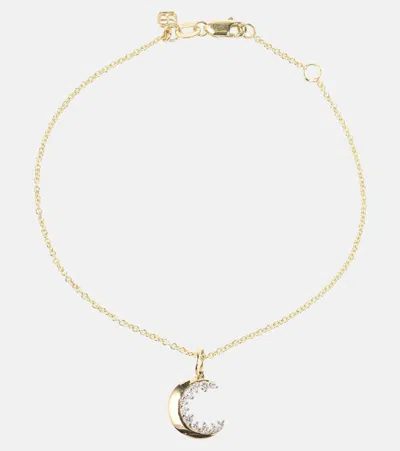 Sydney Evan Crescent Moon 14kt Gold And White Gold Chain Necklace With Diamonds