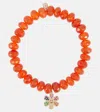 Sydney Evan Armband Daisy Aus Karneolen Mit 14kt Gelbgold Und Edelsteinen In Red