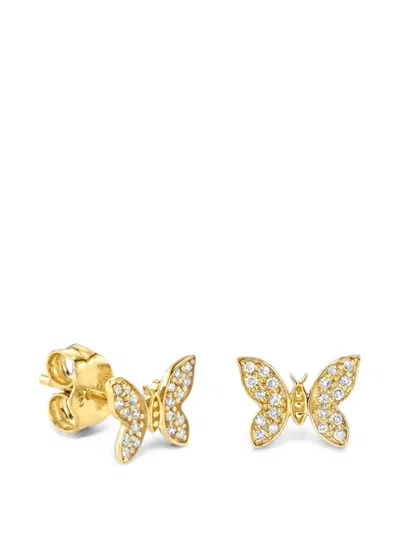Sydney Evan 14k Yellow Gold Diamond Butterfly Stud Earrings
