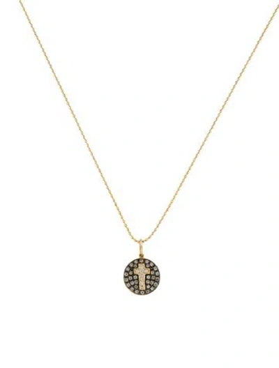 Pre-owned Sydney Evan Diamond Cross Medallion Necklace, 16" In Multi