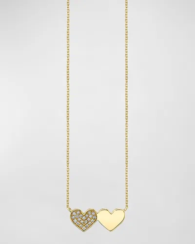 Sydney Evan Diamond Double Heart Necklace In Gold