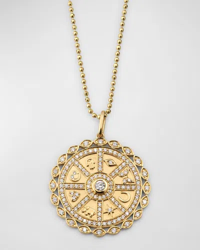 Sydney Evan Diamond Icon Wheel Coin Charm Necklace In Gold