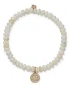 Sydney Evan Diamond Pave Happy Face Charm White Opal Beaded Bracelet In Gold/white