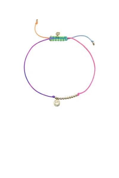 Sydney Evan Double Stone Happy Face Cord Bracelet In Multi