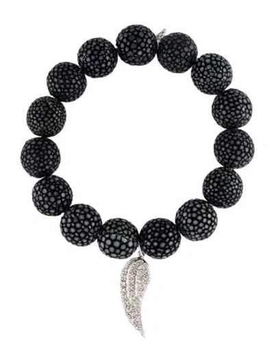 Pre-owned Sydney Evan Dyed Stingray & Diamond Bead Bracelet, 5.5" In Multi