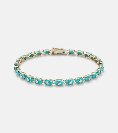Sydney Evan Eternity 14kt Gold Bracelet With Turquoise And Diamonds