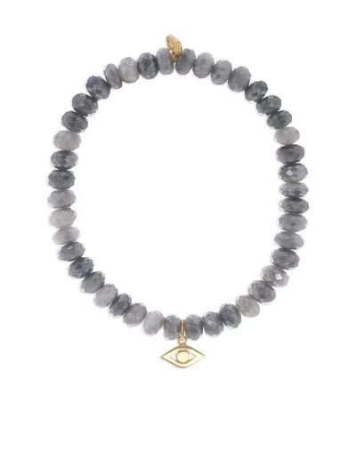 Sydney Evan Evil Eye Charm Bracelet In Gray