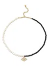 Sydney Evan Evil Eye Pearl Necklace In Gold