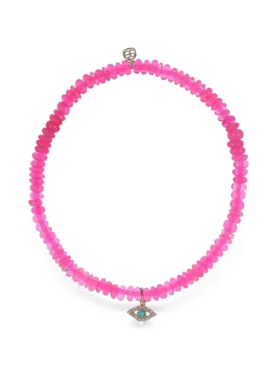 Sydney Evan Evil Eye Pink Opal And Turquoise Charm Bracelet
