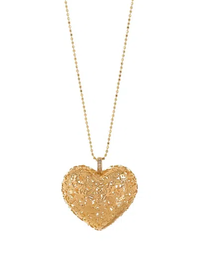 Sydney Evan Extra-large Puffy Heart Icon Diamond Necklace In Gold