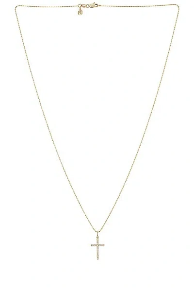 Sydney Evan Fleur De Lis Cross Charm Necklace In Gold & Diamond