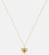 Sydney Evan Fluted Heart 14kt Gold Chain Necklace With Ruby In Gold