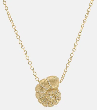 Sydney Evan Fluted Nautilus Shell 14kt Gold Necklace With Diamonds