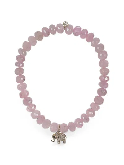 Sydney Evan Grapolite Elephant Charm Bracelet In Pink