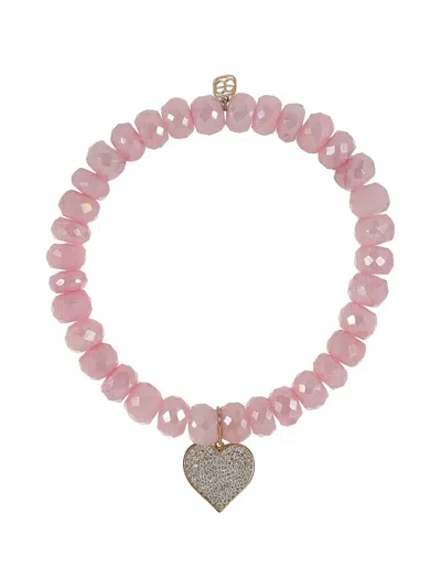 Sydney Evan Grapolite Heart-charm Bracelet In Pink
