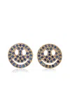 Sydney Evan Happy Face 14k Yellow Gold Sapphire Earrings In Blue