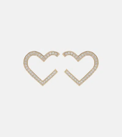 Sydney Evan Heart 14kt Gold Hoop Earrings With Diamonds
