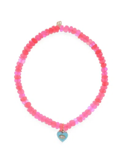 Sydney Evan Heart Turquoise Bracelet In Pink