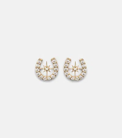 Sydney Evan Horseshoe Starburst 14kt Gold (585/1000) Stud Earrings With Diamonds